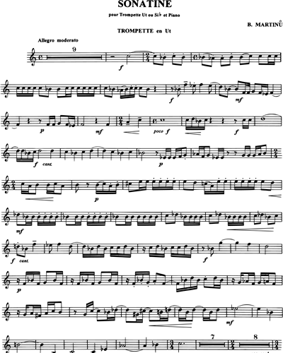 Sonatine for Trumpet in C or B-flat and Piano, H357 — Bohuslav Martinů