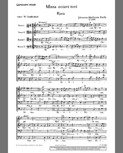 Missa octavi toni 4 covum inaequalium — Giovanni Matteo Asola