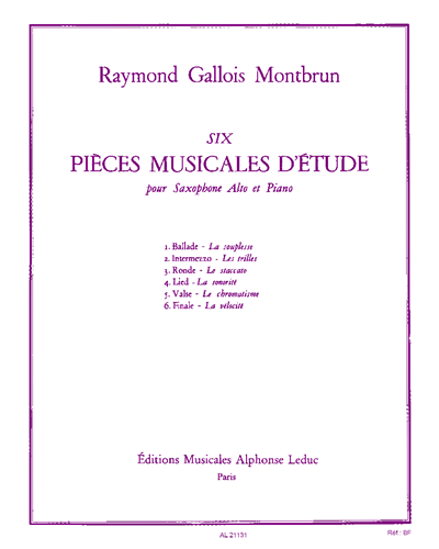 Six pièces musicales d'étude — Raymond Gallois-Montbrun