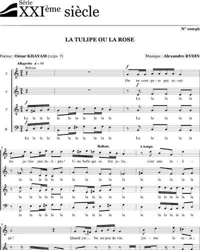 La tulipe ou la rose - SATB — Alexandre Rydin
