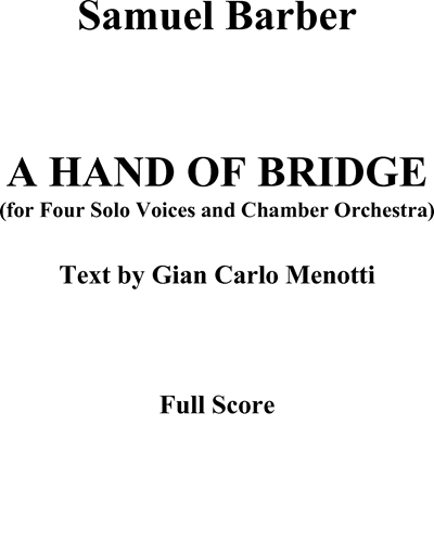 A Hand of Bridge, op. 35 — 巴伯