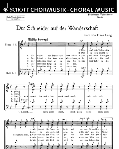 Fränkische Volkslieder — Hans Lang