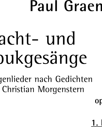 Nacht- und Spukgesänge, op. 79, Vol. 1 — Paul Graener