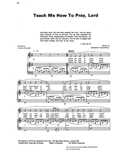Teach Me How To Pray, Lord (from 'Carols For Today') — Herbert Chappell