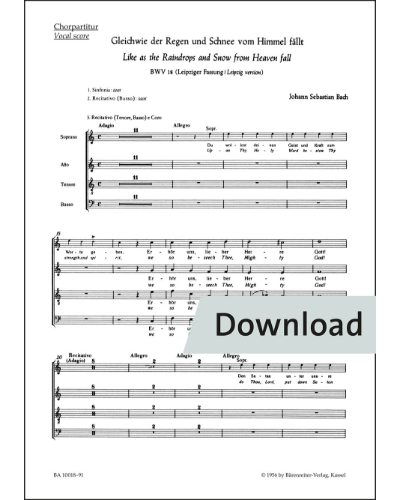 Like as the Raindrops and Snow from Heaven fall, BWV 18 — 巴赫