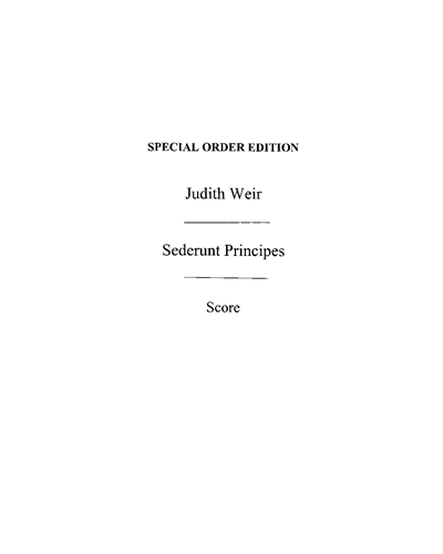 Sederunt Principes — Judith Weir