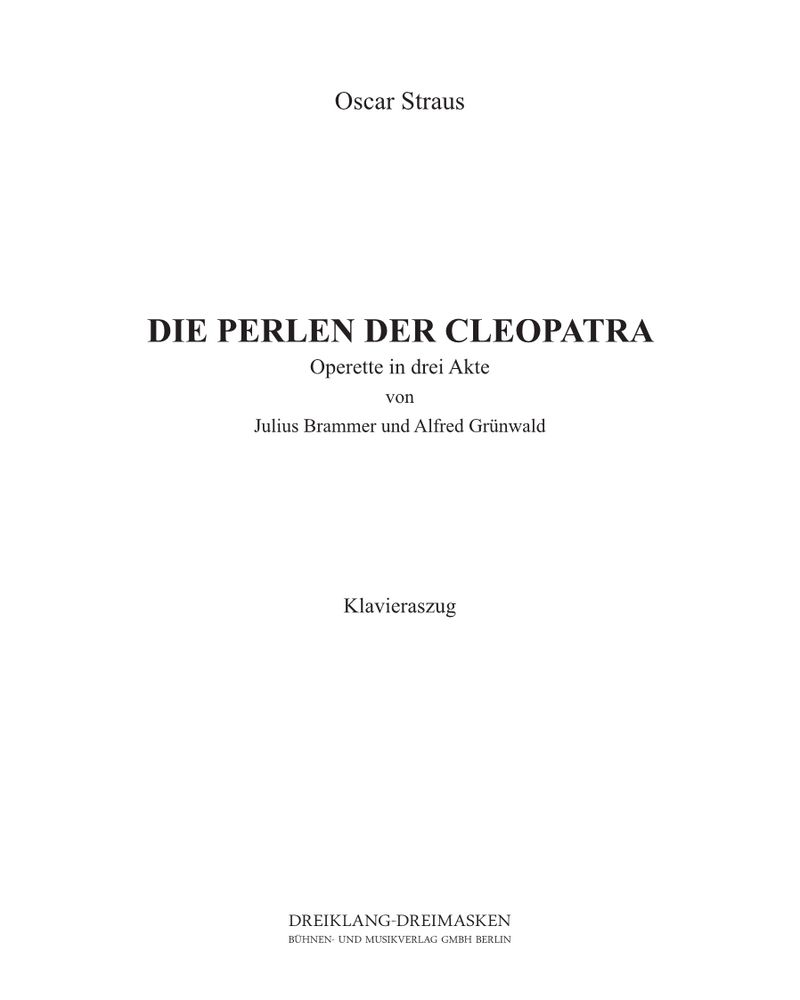 Die Perlen der Cleopatra — Oscar Straus