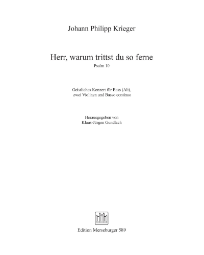 Psalm 10: 'Herr, warum trittst du so ferne' — Johann Philipp Krieger