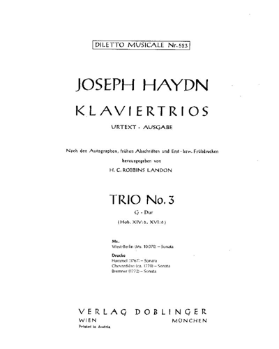 Piano Trio No. 3 in G major, op. XVI:6 — Joseph Haydn