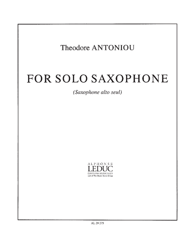 For Solo Saxophone — Theodore Antoniou