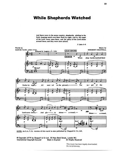 While Shepherds Watched (from 'Carols For Today') — Herbert Chappell