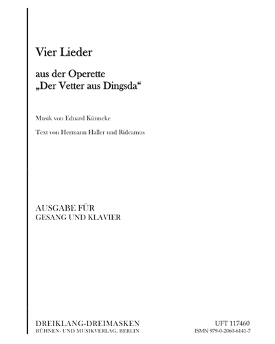 Vier Lieder aus der Operette "Der Vetter aus Dingsda" — Eduard Künneke