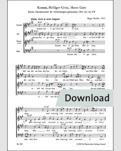Komm, Heiliger Geist op. 6/2,III — Hugo Distler