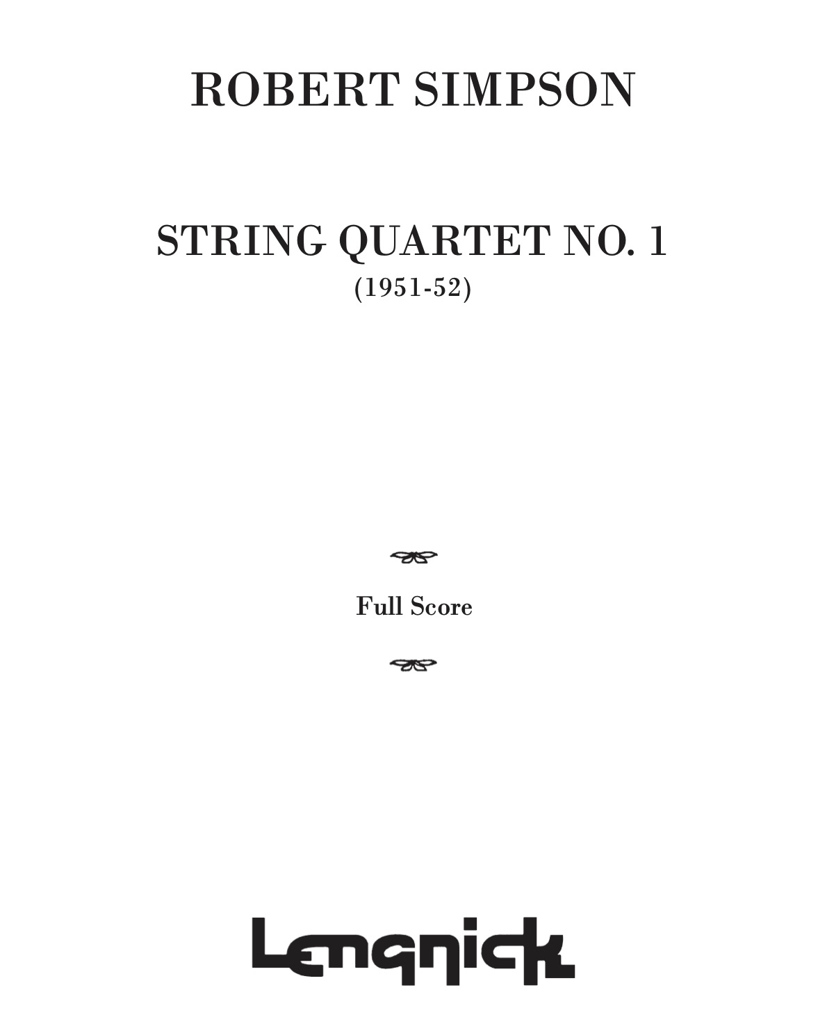 String Quartet No. 1 — Robert Simpson