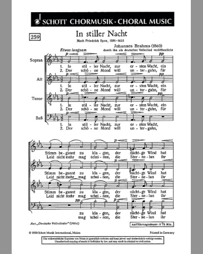 In stiller Nacht — 勃拉姆斯