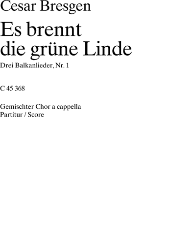 3 Balkanlieder — Cesar Bresgen