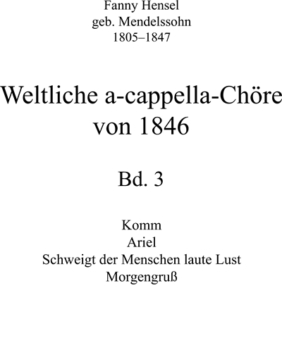 Secular a cappella choirs (from '1846 Vol. 3') — 范妮·门德尔松