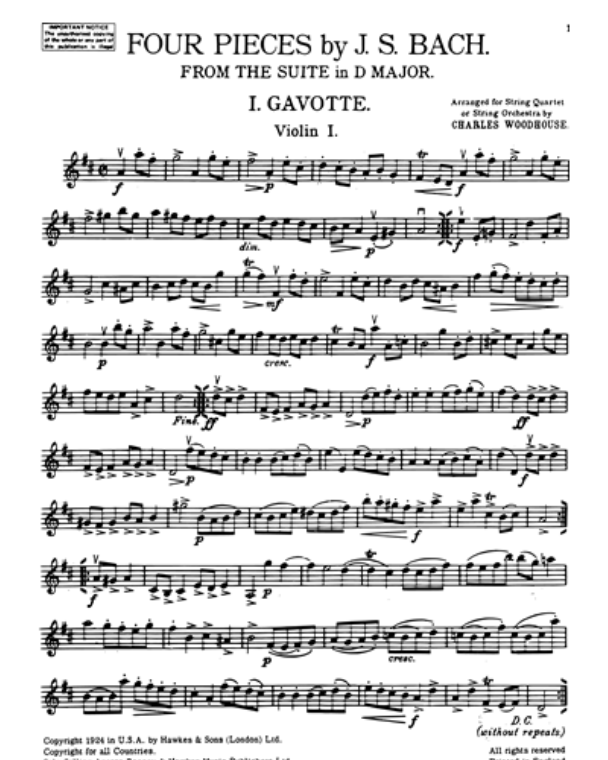 Four Pieces (from 'Suite in D') — 巴赫