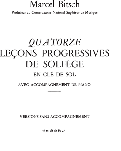 Fourteen Progressive Solfège Lessons in G Clef — Marcel Bitsch