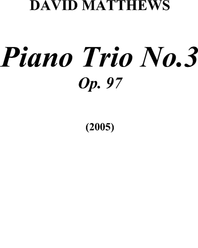 Piano Trio No. 3 — David Matthews