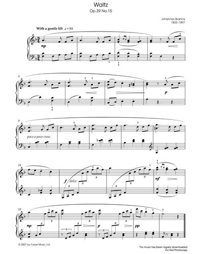 Waltz, op. 39 No. 15 — 勃拉姆斯