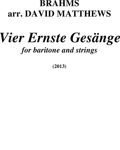 Four Serious Songs, op. 121 — 勃拉姆斯