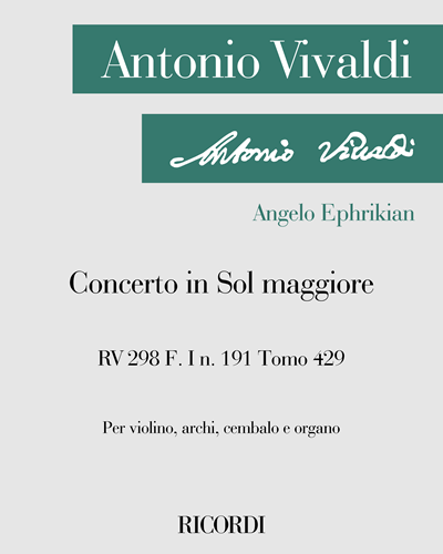 Concerto in G major, RV 298, F. I n. 191, Tomo 429 — Antonio Vivaldi
