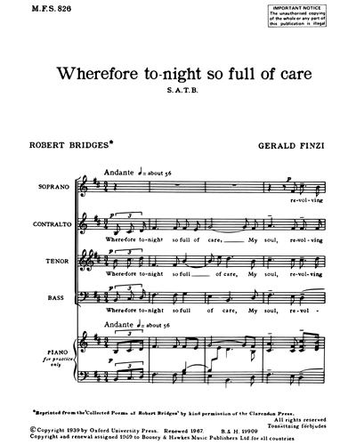 Wherefore To-Night so Full of Care, op. 17/7 — Gerald Finzi