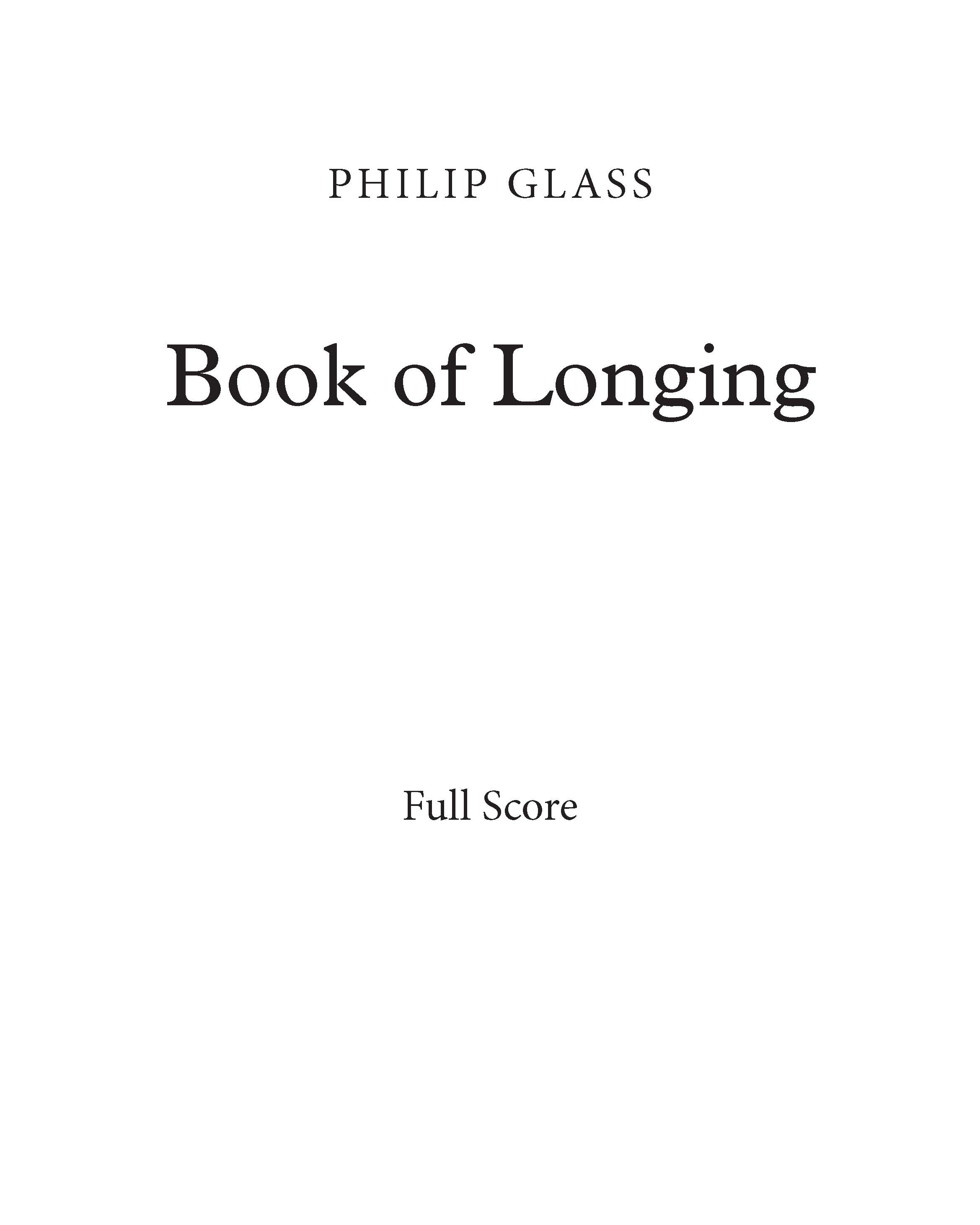Book of Longing — Philip Glass