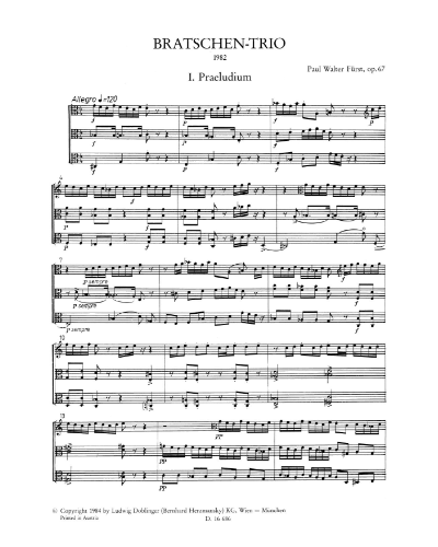 Viola Trio, op. 67 — Paul Walter Fürst
