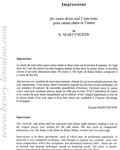 Impressions — Nicolas Martynciow