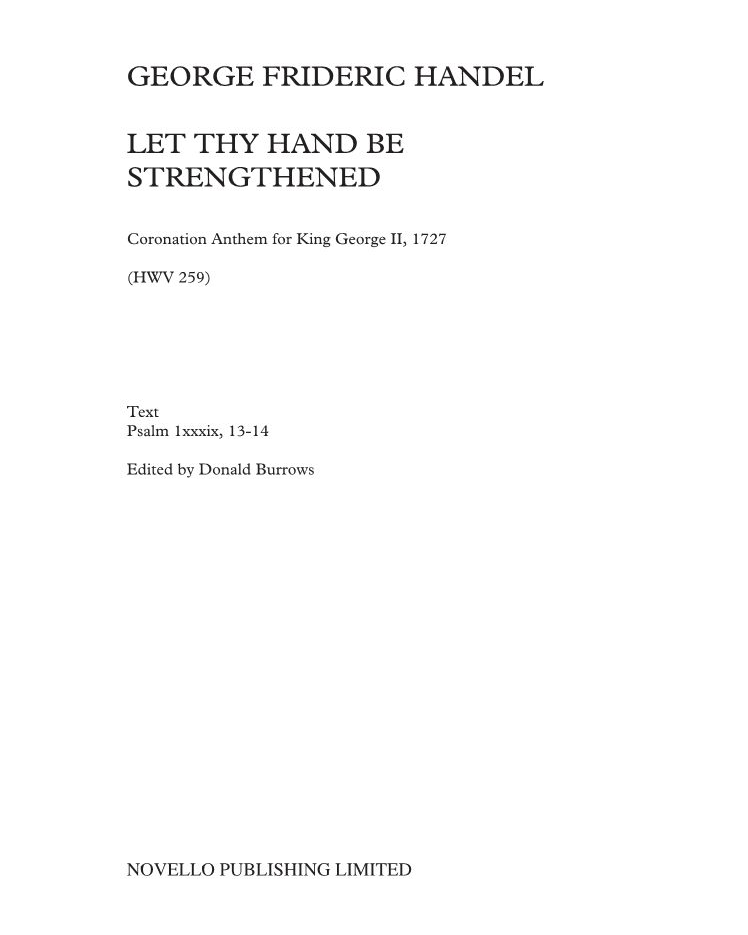 Let thy hand be strengthened, HWV 259 — 亨德尔