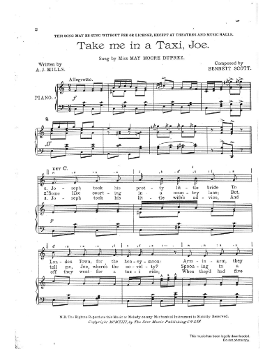 Take Me In a Taxi, Joe — Bennett Scott