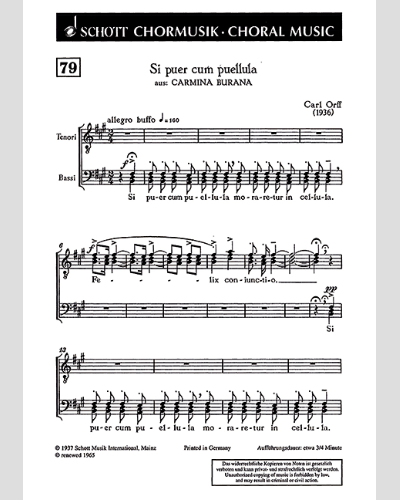 Si puer cum puellula — Carl Orff