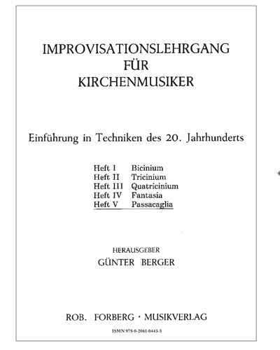 Passacaglia: Heft V (Improvisationslehrgang) — Günter Berger