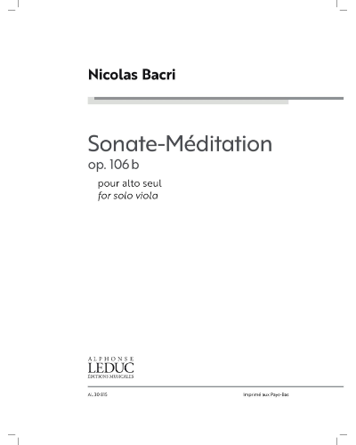 Sonate-Méditation, op. 106b — Nicolas Bacri