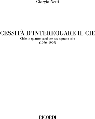 Necessità d’interrogare il cielo — Giorgio Netti