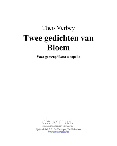 Twee Gedichten van Bloem (Two Poems of Bloem) — Theo Verbey
