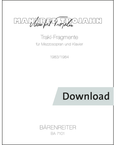 Trakl-Fragmente für Mezzosopran und Klavier — Manfred Trojahn