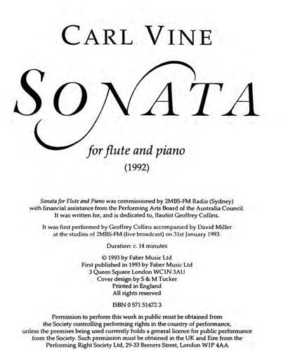 Sonata for Flute and Piano — 卡尔·维恩