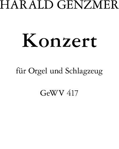 Concerto for Organ and Percussion — Harald Genzmer