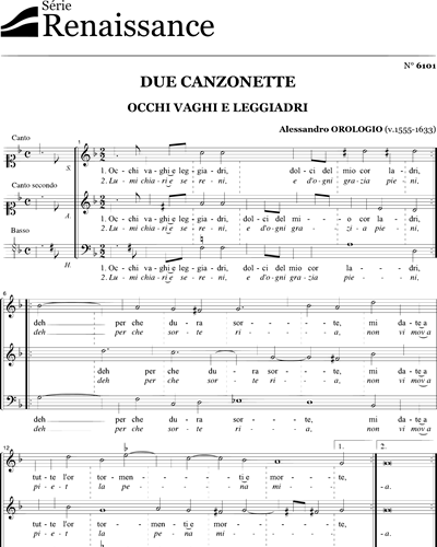 Due canzonette — Alessandro Orologio