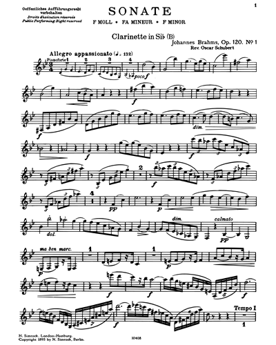 Sonata in F minor, op. 120 — 勃拉姆斯