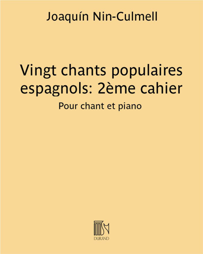 Twenty Spanish Folk Songs: Second Book — Joaquín Nin-Culmell