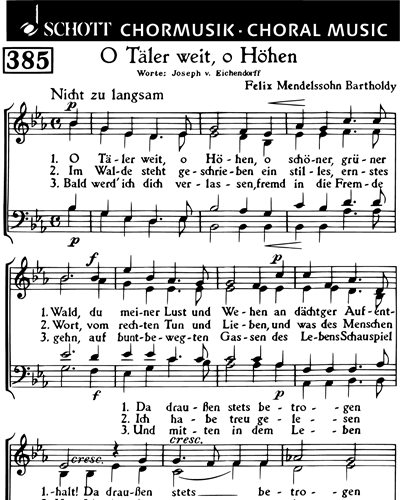 O Täler weit, o Höhen — 门德尔松