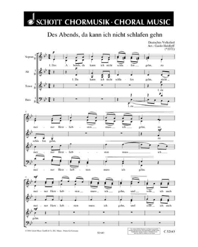 Des Abends, da kann ich nicht schlafen gehn — Guido Heidloff