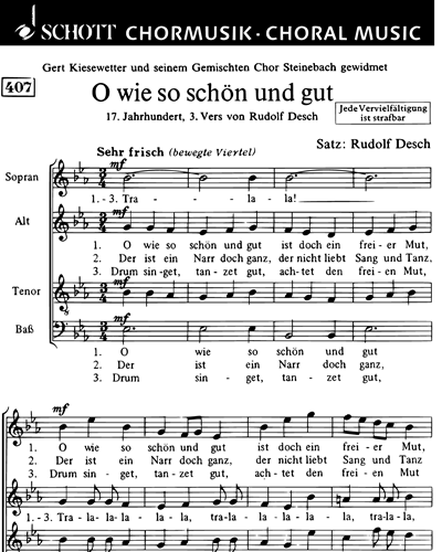 O wie so schön und gut — Rudolf Desch