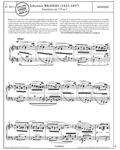 Intermezzo, op. 119 No. 1 — 勃拉姆斯