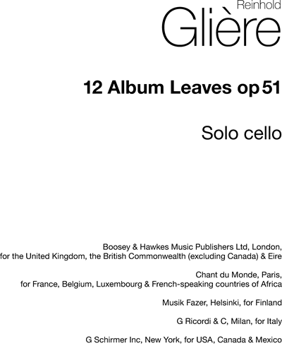 Twelve Album Leaves, op. 51 — 格利埃尔