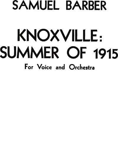 Knoxville, Summer of 1915, op. 24 — 巴伯